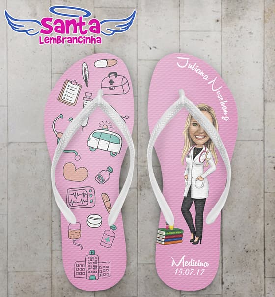 Chinelo Formatura Medicina Rosa COD 3486