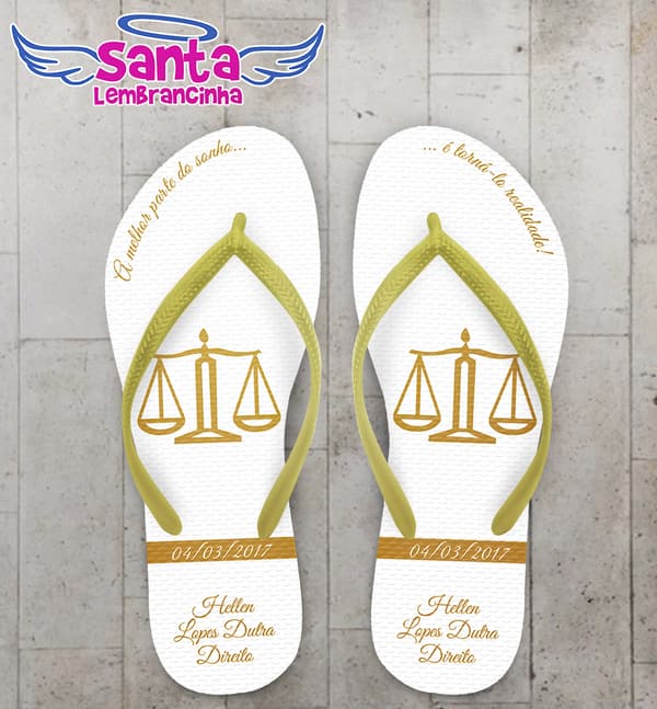 Chinelo Formatura Direito Balança Dourado COD 3484