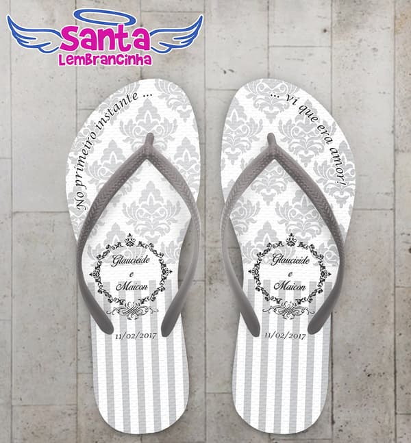 Chinelo Casamento Prata Personalizado COD 3422