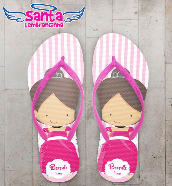 Chinelo Festa Infantil Princesa Rosa COD 3549