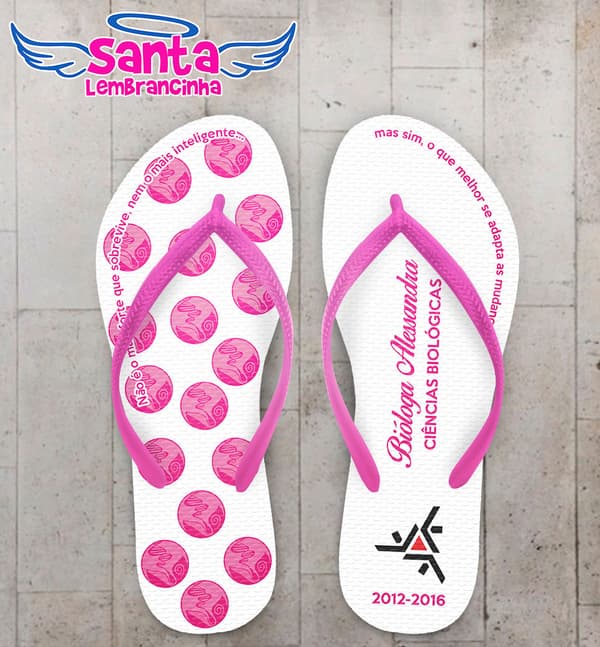 Chinelo Formatura Biologia Rosa COD 3565