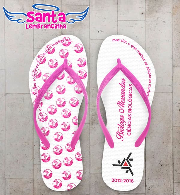 Chinelo Formatura Biologia Icones Rosa COD 3566