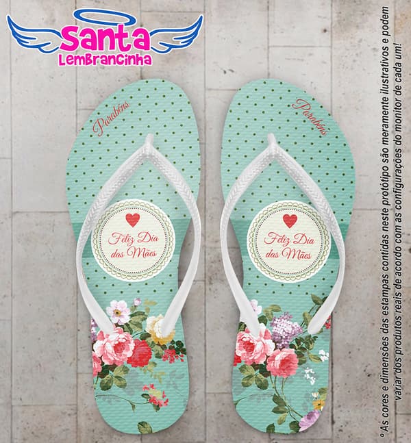 Chinelo Dia das Mães Floral Verde COD 3675