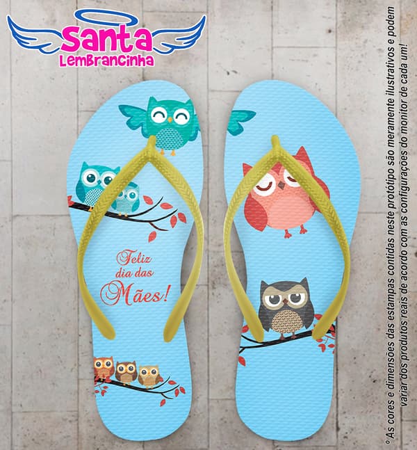Chinelo Dia das Mães Coruja, Azul COD 3597