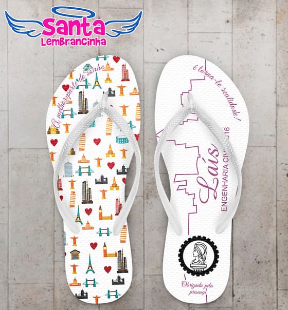 Chinelo Formatura Engenharia Civil Ícone COD 3666