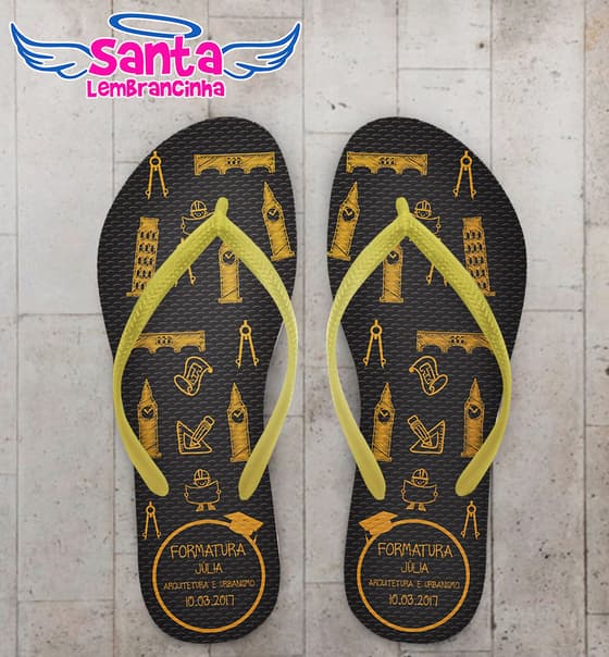 Chinelo Formatura Arquitetura Dourado COD 3659