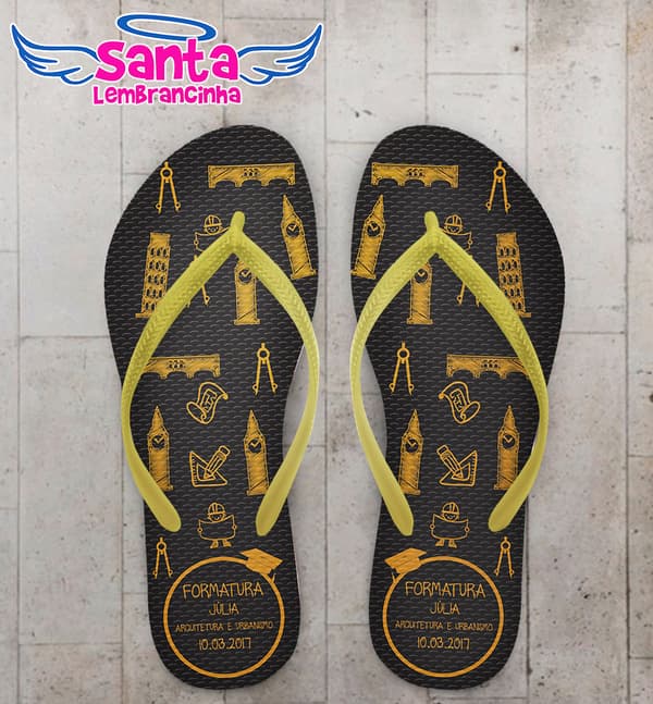 Chinelo Formatura Arquitetura Dourado COD 3659