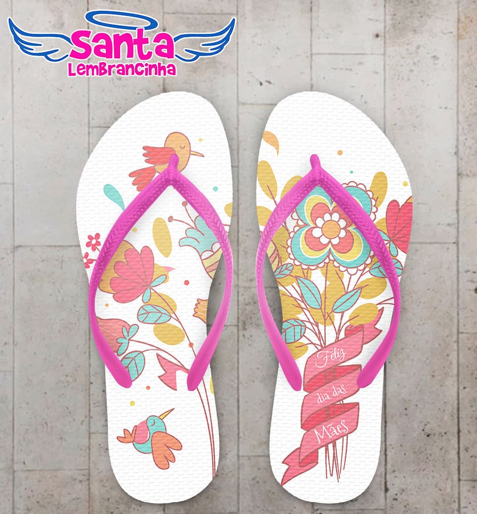 Chinelo Dia das Mães Floral Pássaro COD 3671