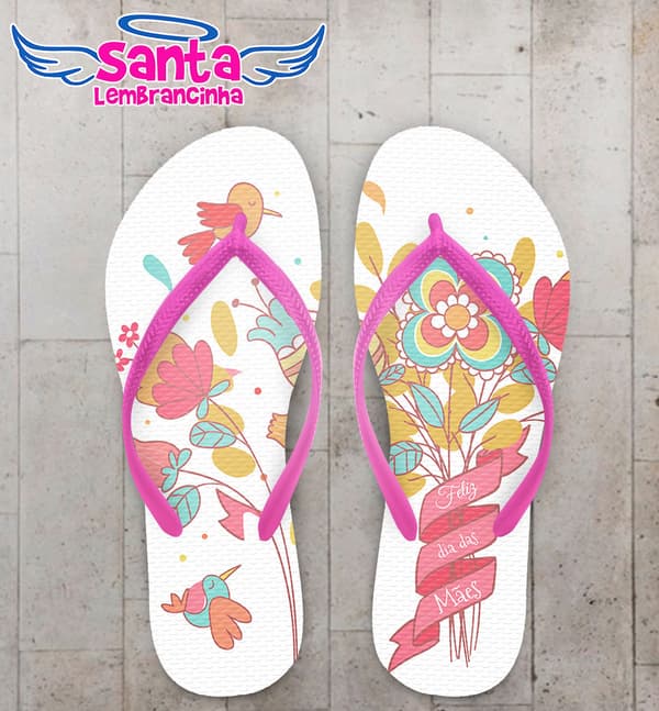 Chinelo Dia das Mães Floral Pássaro COD 3671