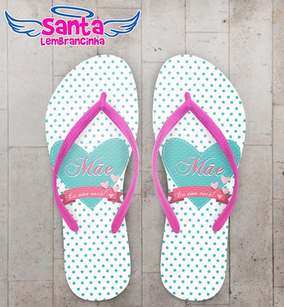 Chinelo Dia das Mães Coração Azul COD 3672