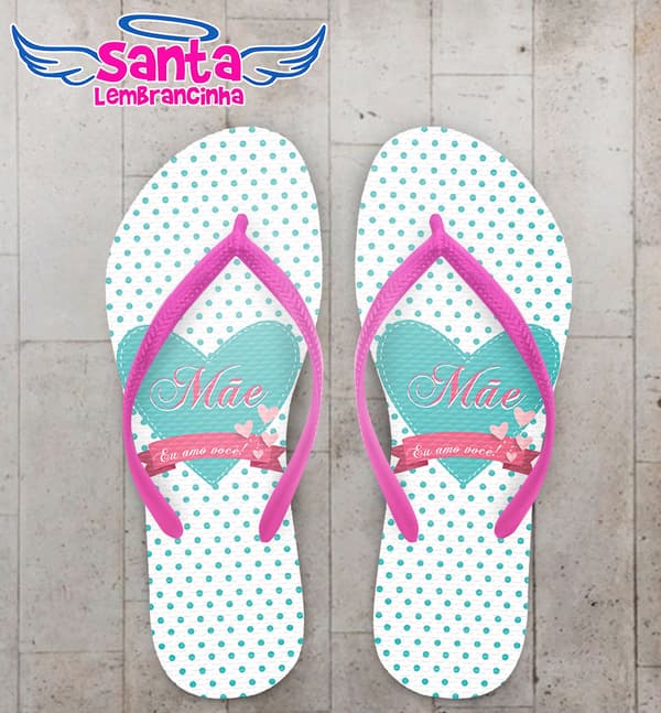 Chinelo Dia das Mães Coração Azul COD 3672
