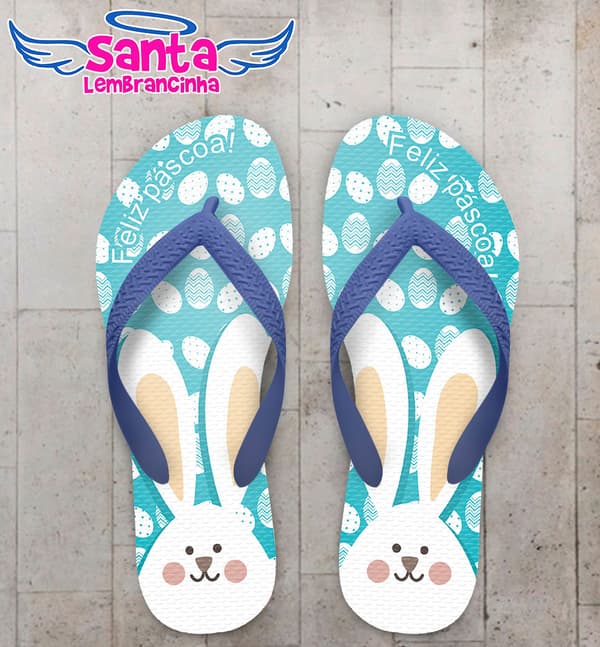Chinelo Páscoa Coelhinho da Pascoa Azul COD 3727