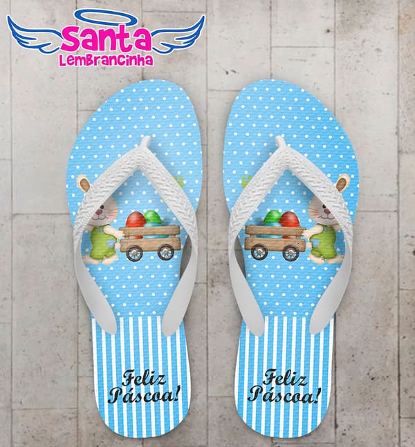 Chinelo Páscoa Ovos de Pascoa Azul COD 3730