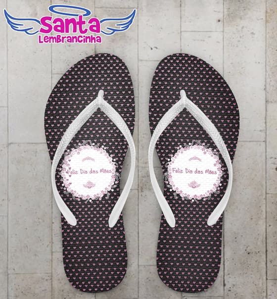 Chinelo Dia das Mães Fundo Preto COD 3608