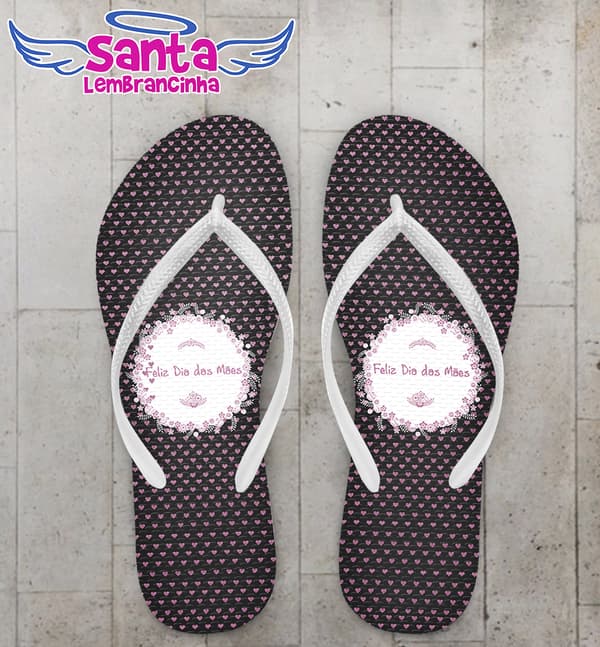 Chinelo Dia das Mães Fundo Preto COD 3608