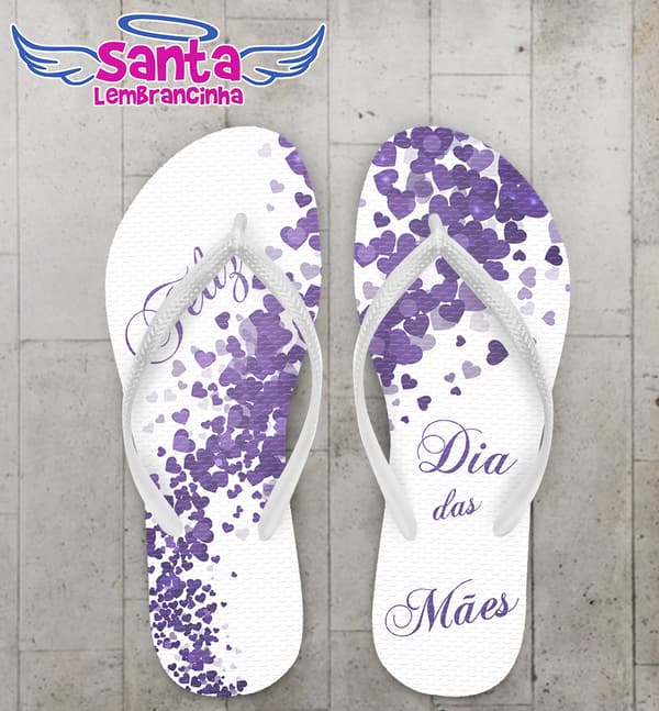 Chinelo Dia Das Mães Corações Lilás COD 3809