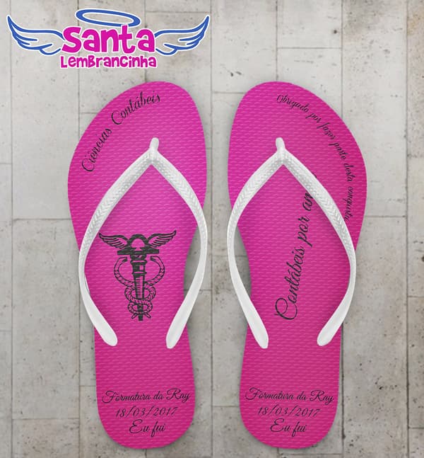 Chinelo Formatura Contabilidade Rosa COD 3638