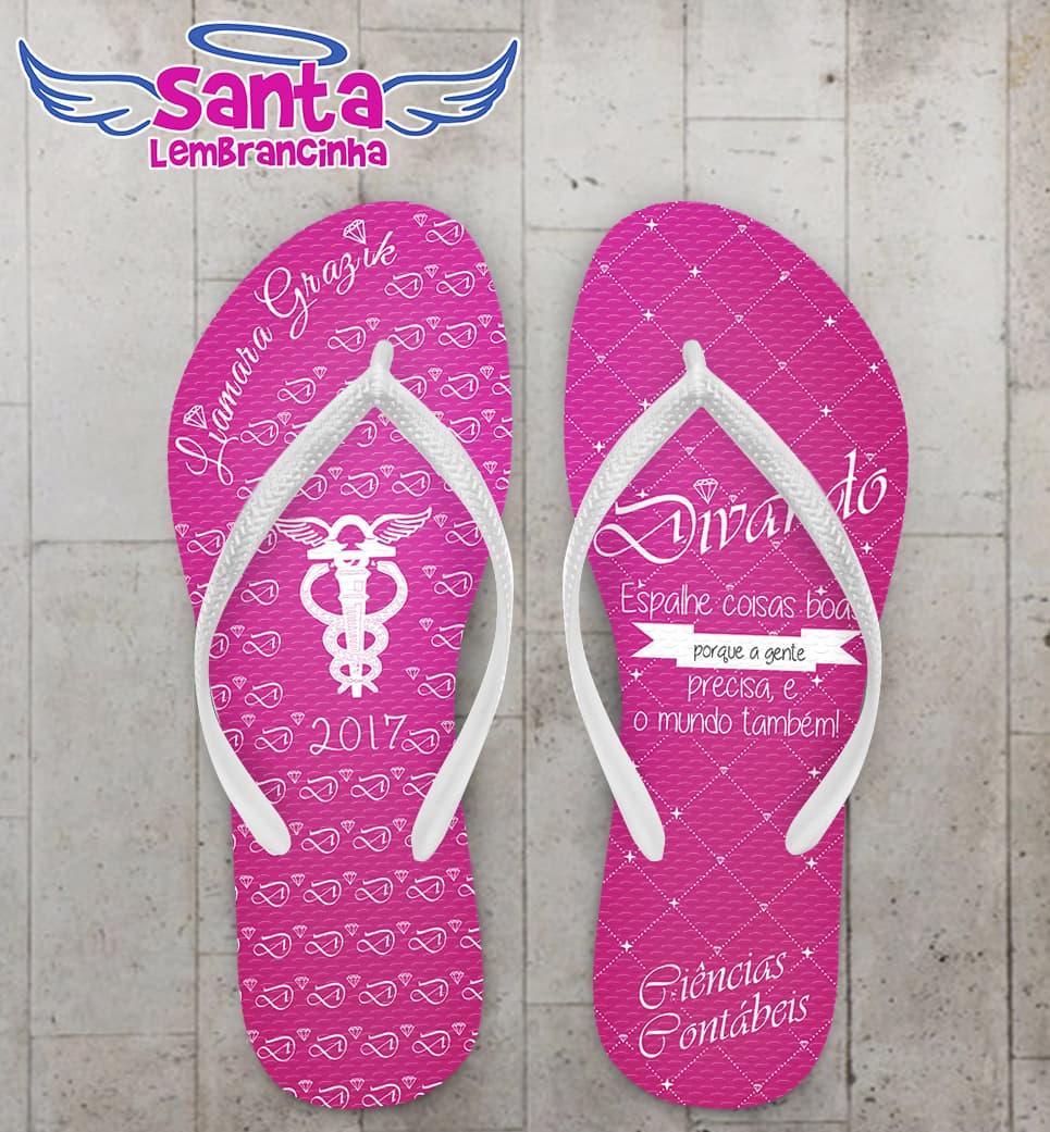 Chinelo Formatura Ciências Contábeis Rosa COD 3640