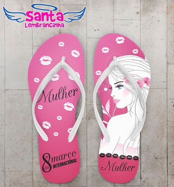 Chinelo Dia da Mulher Rosa COD 3667