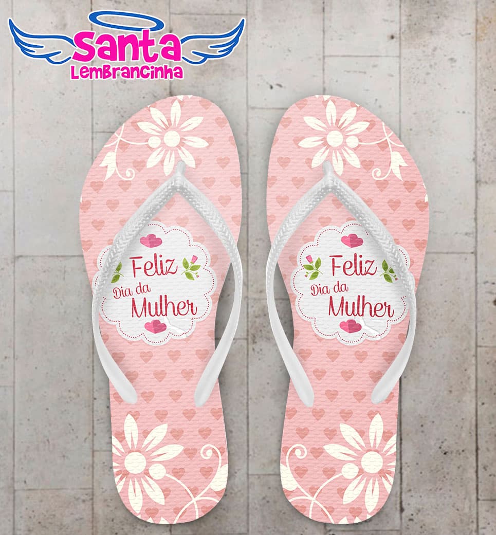 Chinelo Dia da Mulher Floral Rosa COD 3668