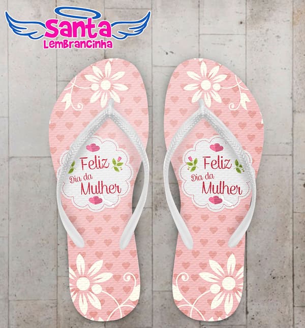 Chinelo Dia da Mulher Floral Rosa COD 3668