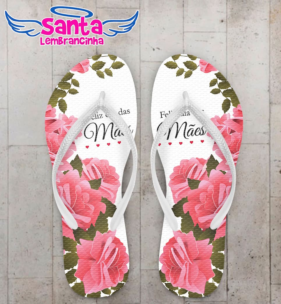 Chinelo Dia das Mães Floral Rosa COD 3677