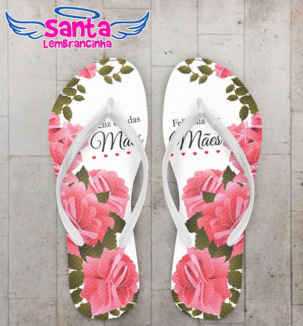 Chinelo Dia das Mães Floral Rosa COD 3677