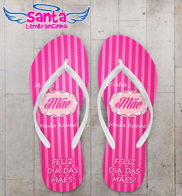 Chinelo Dia das Mães Listras Rosa COD 3679
