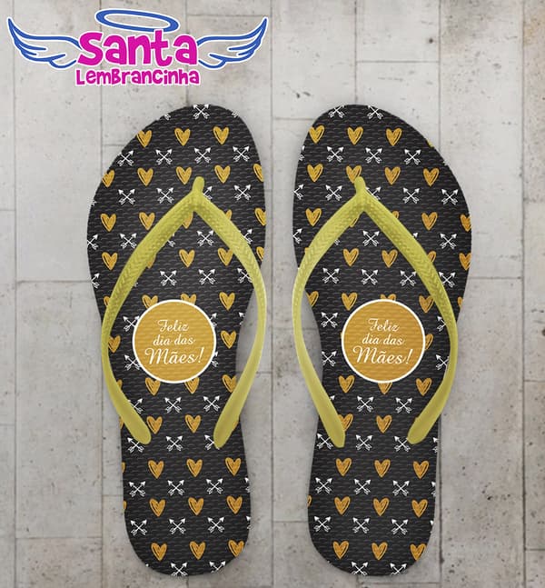 Chinelo Dia das Mães Coração Dourado COD 3607