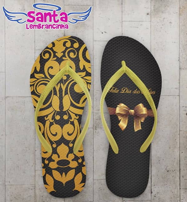 Chinelo Dia das Mães Laço Dourado COD 3612