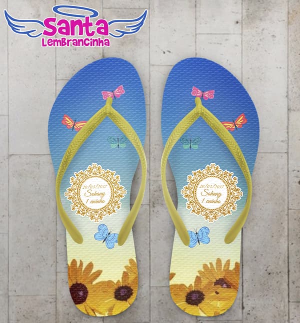 Chinelo Personalizado Girassol e pássaros COD 3754