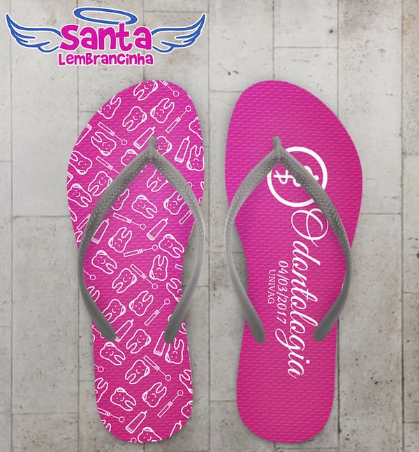Chinelo Formatura Odontologia Rosa COD 3650