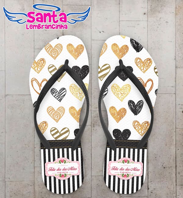 Chinelo Dia das Mães Coração Dourado COD 3615