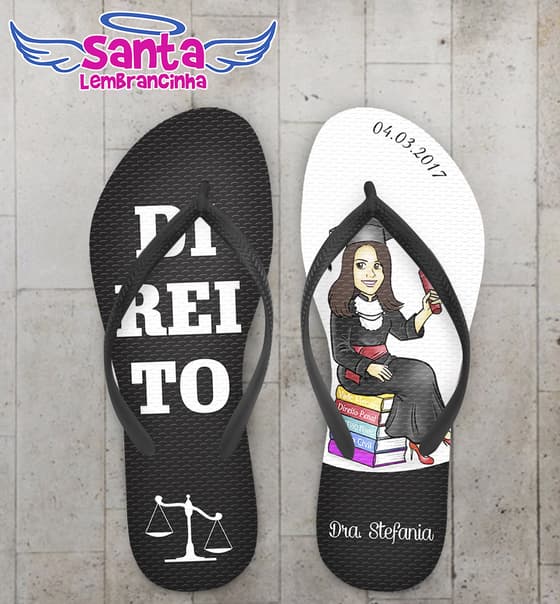 Chinelo Formatura Direito Preto e Branco COD 3618