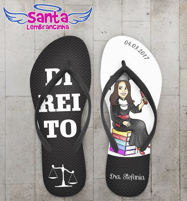 Chinelo Formatura Direito Preto e Branco COD 3618
