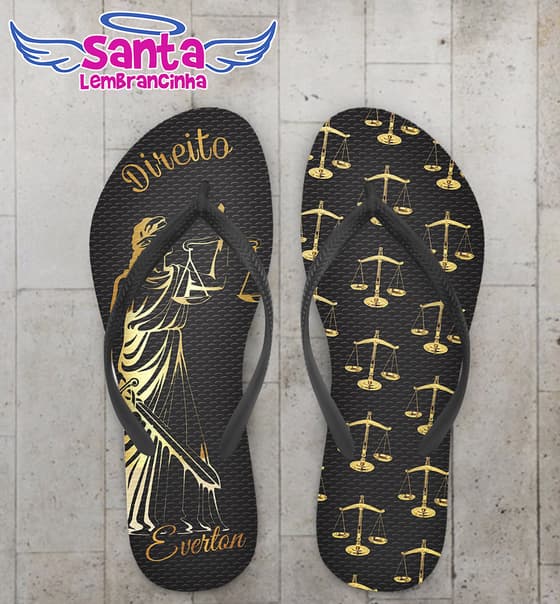 Chinelo Formatura Direito Preto e Dourado COD 3622