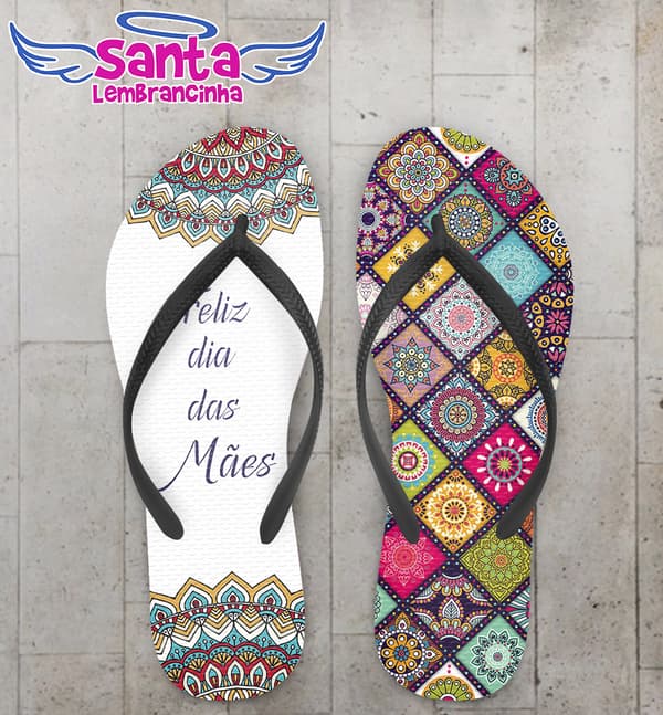 Chinelo Dia das Mães Estampa Crochê COD 3605