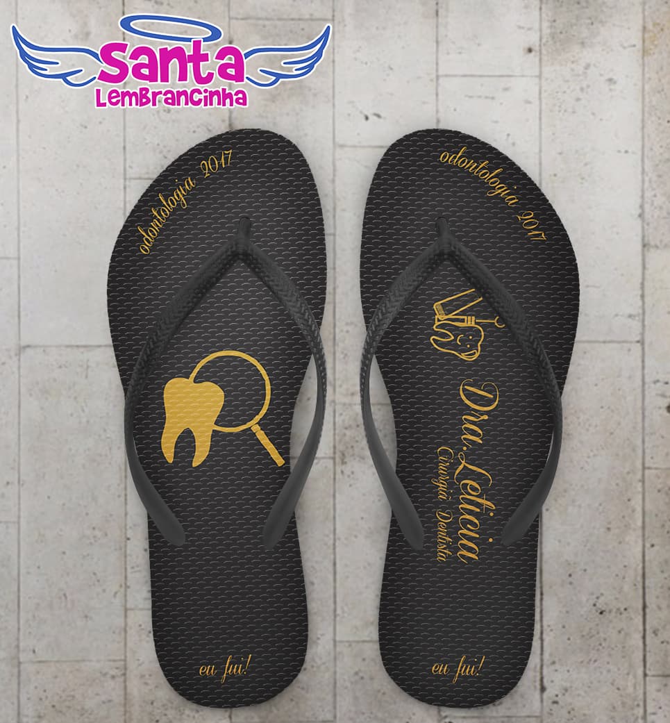 Chinelo Formatura Odontologia Preto COD 3665