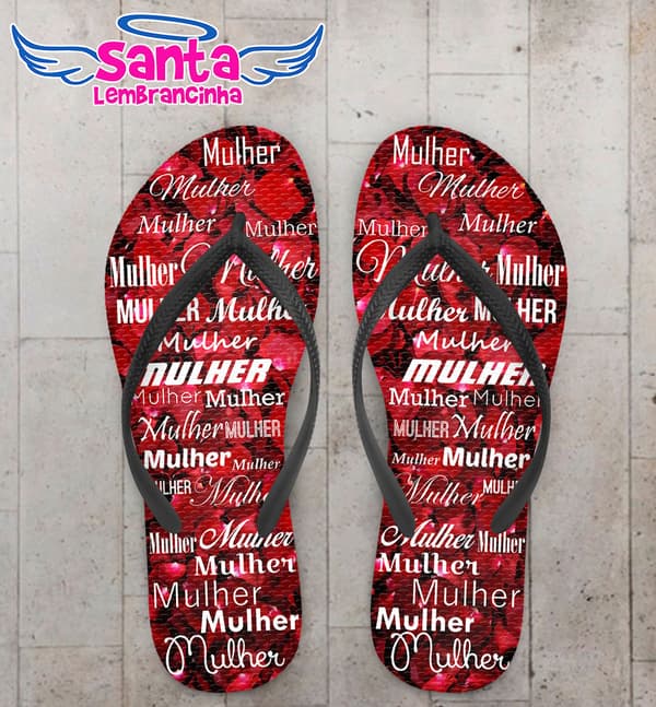 Chinelo Dia da Mulher Floral Vermelho COD 3669