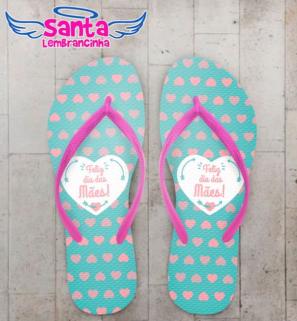 Chinelo Dia das Mães Coração Azul COD 3595