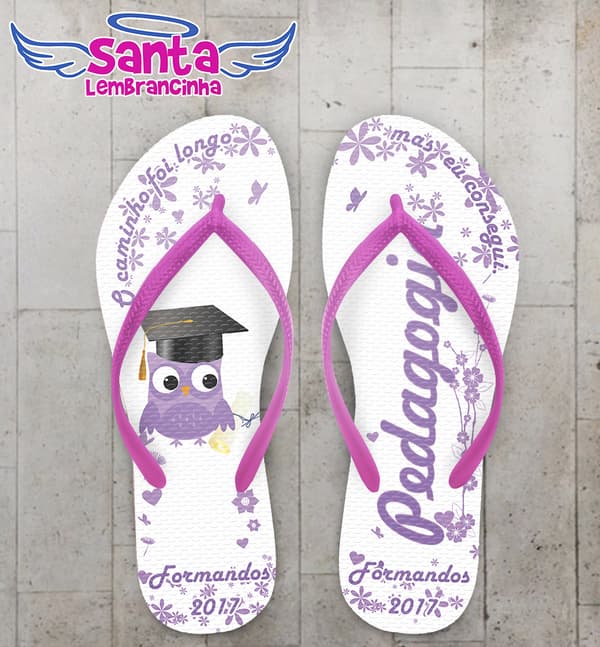 Chinelo Formatura Pedagogia Lilás COD 3624