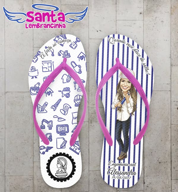 Chinelo Formatura Engenharia Civil Azul COD 3641