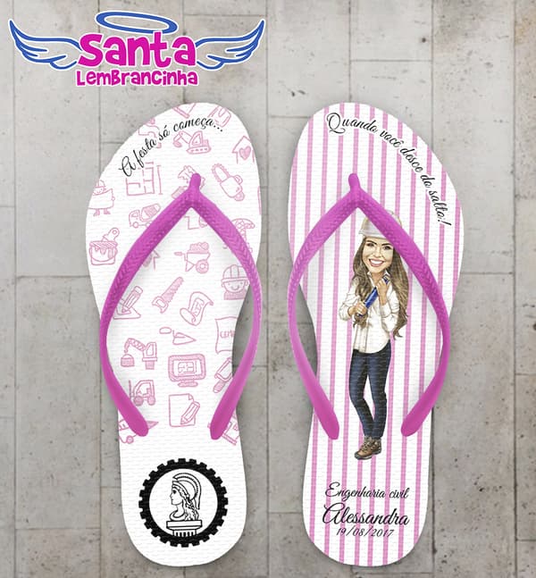 Chinelo Formatura Engenharia Civil Rosa COD 3642