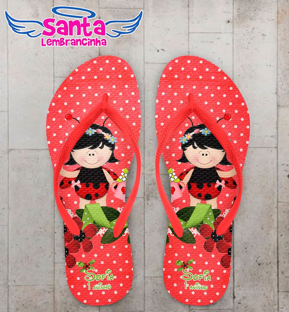 Chinelo Infantil Joaninha Personalizado COD 3713