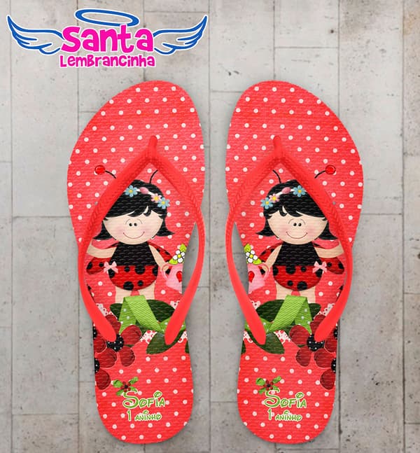 Chinelo Infantil Joaninha Personalizado COD 3713