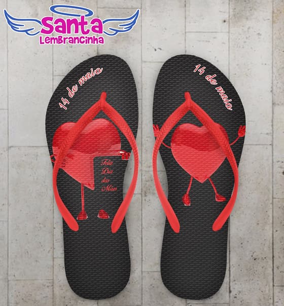 Chinelo Dia das Mães Coração Vermelho COD 3613