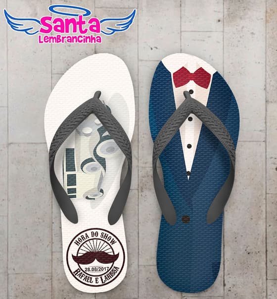 Chinelo Personalizado Casamento Noivo Terno COD 3813
