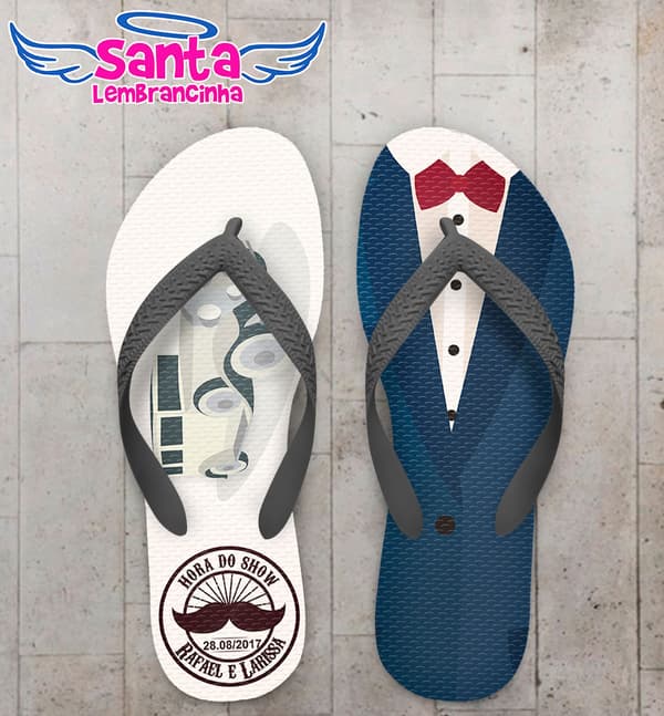 Chinelo Personalizado Casamento Noivo Terno COD 3813