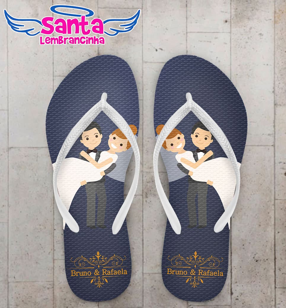 Chinelo Personalizado Casamento Noivo e Noiva COD 3815