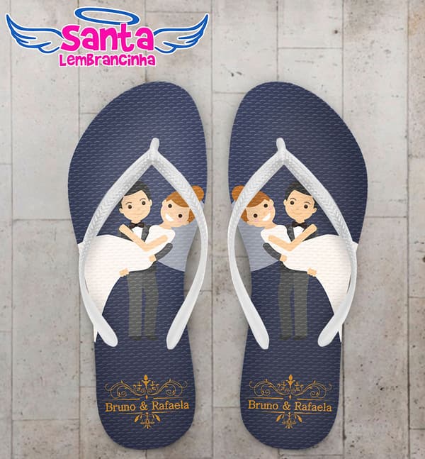 Chinelo Personalizado Casamento Noivo e Noiva COD 3815